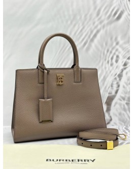 BURBERRY SMALL FRANCES TOTE BAG IN LIGHT BROWN GRAINED CALFSKIN LEATHER