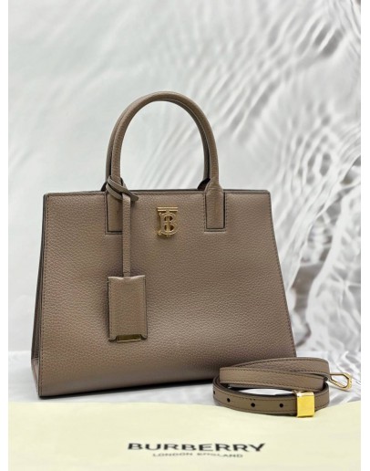 BURBERRY SMALL FRANCES TOTE BAG IN LIGHT BROWN GRAINED CALFSKIN LEATHER