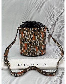 FURLA JUNGLE PRINT BUCKET CROSSBODY BAG IN MULTICOLOR LEATHER