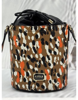 FURLA JUNGLE PRINT BUCKET CROSSBODY BAG IN MULTICOLOR LEATHER