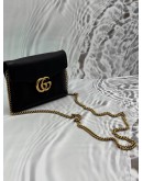 GUCCI GG MARMONT WALLET ON CHAIN IN BLACK LEATHER