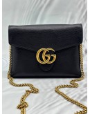 GUCCI GG MARMONT WALLET ON CHAIN IN BLACK LEATHER