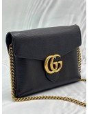 GUCCI GG MARMONT WALLET ON CHAIN IN BLACK LEATHER