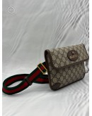GUCCI NEO VINTAGE BELT BAG IN BEIGE GG SUPREME CANVAS WITH BROWN LEATHER