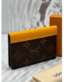 LOUIS VUITTON MAGNETIC CARD HOLDER IN BROWN MONOGRAM CANVAS WITH YELLOW LEATHER -FULL SET-