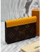 LOUIS VUITTON MAGNETIC CARD HOLDER IN BROWN MONOGRAM CANVAS WITH YELLOW LEATHER -FULL SET-