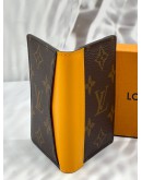 LOUIS VUITTON MAGNETIC CARD HOLDER IN BROWN MONOGRAM CANVAS WITH YELLOW LEATHER -FULL SET-
