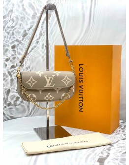 (LIKE NEW) LOUIS VUITTON IVY WALLET ON CHAIN IN TOURTERELLE WITH CREME MONOGRAM EMPREINTE LEATHER -FULL SET-