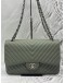 CHANEL JUMBO CLASSIC CHEVRON DOUBLE FLAP BAG IN LIGHT OLIVE GREEN CAVIAR LEATHER