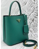 (LIKE NEW) PRADA PANIER SMALL BAG IN GREEN SAFFIANO LEATHER