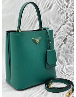 (LIKE NEW) PRADA PANIER SMALL BAG IN GREEN SAFFIANO LEATHER
