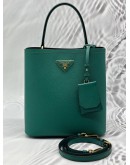 (LIKE NEW) PRADA PANIER SMALL BAG IN GREEN SAFFIANO LEATHER
