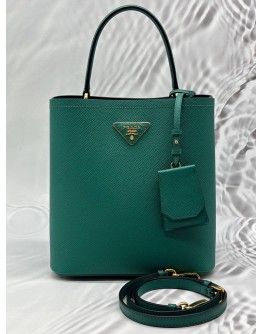 (LIKE NEW) PRADA PANIER SMALL BAG IN GREEN SAFFIANO LEATHER