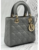 CHRISTIAN DIOR SMALL LADY DIOR MY ABCDIOR IN STONE GREY CANNAGE LAMBSKIN LEATHER