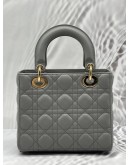 CHRISTIAN DIOR SMALL LADY DIOR MY ABCDIOR IN STONE GREY CANNAGE LAMBSKIN LEATHER