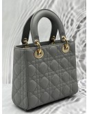 CHRISTIAN DIOR SMALL LADY DIOR MY ABCDIOR IN STONE GREY CANNAGE LAMBSKIN LEATHER