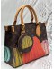 MICROCHIP LOUIS VUITTON X YAYOI KUSAMA ON THE GO PM IN BROWN MONOGRAM CANVAS WITH MULTICOLOR PRINTED PUMPKINS