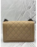 CHANEL BOY MEDIUM SHOULDER BAG IN BEIGE CALFSKIN LEATHER