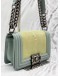 CHANEL BOY SMALL SHOULDER BAG IN LIGHT GREEN GALUCHAT STINGRAY LEATHER WITH LIGHT BLUE CALFSKIN LEATHER