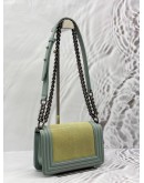 CHANEL BOY SMALL SHOULDER BAG IN LIGHT GREEN GALUCHAT STINGRAY LEATHER WITH LIGHT BLUE CALFSKIN LEATHER