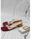 GUCCI DOUBLE G BOW THONG SANDALS SIZE 40 IN RED CALFSKIN LEATHER