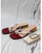GUCCI DOUBLE G BOW THONG SANDALS SIZE 40 IN RED CALFSKIN LEATHER