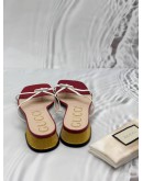 GUCCI DOUBLE G BOW THONG SANDALS SIZE 40 IN RED CALFSKIN LEATHER