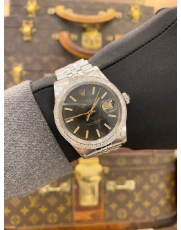 ROLEX DATEJUST 36 JUBILEE DIAMOND REF 16030 BLACK DIAL 36MM AUTOMATIC WATCH -FULL SET-