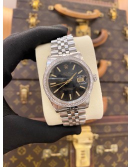 ROLEX DATEJUST 36 JUBILEE DIAMOND REF 16030 BLACK DIAL 36MM AUTOMATIC WATCH -FULL SET-