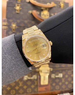 ROLEX DAY-DATE 36 PRESIDENT 18K 750 YELLOW GOLD REF 18238 GOLD CHAMPAGNE DIAMOND DIAL 36MM AUTOMATIC WATCH -FULL SET-