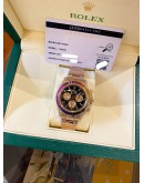 (LIKE NEW) ROLEX DAYTONA REF 116505 18K 750 EVEROSE GOLD UPGRADE 116595RBOW RAINBOW SAPPHIRE BLACK DIAL 40MM AUTOMATIC WATCH