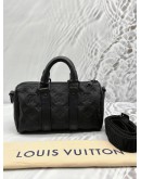LOUIS VUITTON KEEPALL BANDOULIERE 25 IN BLACK MONOGRAM TAURILLON LEATHER