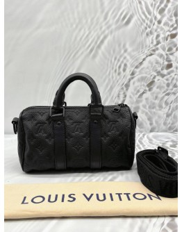 LOUIS VUITTON KEEPALL BANDOULIERE 25 IN BLACK MONOGRAM TAURILLON LEATHER