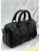 LOUIS VUITTON KEEPALL BANDOULIERE 25 IN BLACK MONOGRAM TAURILLON LEATHER