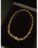 (LIKE NEW) TIFFANY & CO. HARDWEAR GRADUATED LINK NECKLACE IN 18K 750 YELLOW GOLD WITH PAVE DIAMONDS