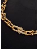 (LIKE NEW) TIFFANY & CO. HARDWEAR GRADUATED LINK NECKLACE IN 18K 750 YELLOW GOLD WITH PAVE DIAMONDS