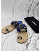 CHANEL THONG SANDALS SIZE 42 IN BLACK WITH BLUE CALFSKIN LEATHER