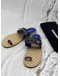 CHANEL THONG SANDALS SIZE 42 IN BLACK WITH BLUE CALFSKIN LEATHER