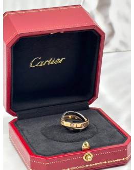 CARTIER LOVE DOUBLE RING SIZE 50 IN 18K 750 ROSE GOLD WITH 18K 750 WHITE GOLD -FULL SET- 