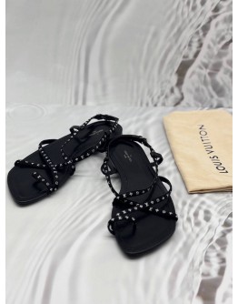 LOUIS VUITTON CITIZEN STRAPPY SANDALS SIZE 41 IN BLACK MONOGRAM SATIN WITH CALFSKIN LEATHER