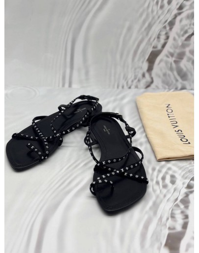 LOUIS VUITTON CITIZEN STRAPPY SANDALS SIZE 41 IN BLACK MONOGRAM SATIN WITH CALFSKIN LEATHER