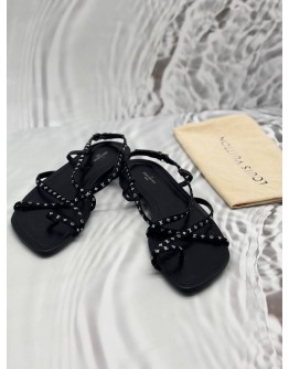LOUIS VUITTON CITIZEN STRAPPY SANDALS SIZE 41 IN BLACK MONOGRAM SATIN WITH CALFSKIN LEATHER