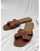 HERMES ORAN SANDALS SIZE 40 IN BROWN CALFSKIN LEATHER