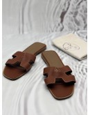 HERMES ORAN SANDALS SIZE 40 IN BROWN CALFSKIN LEATHER