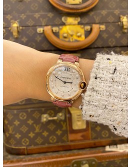 2017 CARTIER BALLON BLEU 18K 750 ROSE GOLD DIAMOND REF 3003 WHITE DIAL 36MM AUTOMATIC WATCH