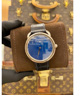 (BRAND NEW) 2026 HERMES ARCEAU 18K 750 WHITE GOLD UNISEX REF AR8.790A BLUE GUILLOCHE DIAL 40MM AUTOMATIC WATCH -FULL SET-