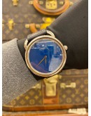 (BRAND NEW) 2026 HERMES ARCEAU 18K 750 WHITE GOLD UNISEX REF AR8.790A BLUE GUILLOCHE DIAL 40MM AUTOMATIC WATCH -FULL SET-