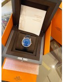 (BRAND NEW) 2026 HERMES ARCEAU 18K 750 WHITE GOLD UNISEX REF AR8.790A BLUE GUILLOCHE DIAL 40MM AUTOMATIC WATCH -FULL SET-