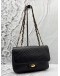 BALLY VINTAGE DOUBLE FLAP SHOULDER BAG IN BLACK LAMBSKIN LEATHER