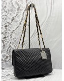 BALLY VINTAGE DOUBLE FLAP SHOULDER BAG IN BLACK LAMBSKIN LEATHER